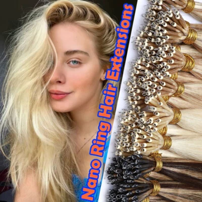 1Gr THICK Nano Ring Tip Loop Beads 100% Real Remy Human Hair Extensions 200G AU - image 1 of 4