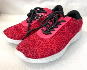 Action Flex Women's Athletic Sneaker Tennis Shoes Size 3 Pink Leopard New - Picture 1 of 8