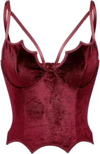 SHENHE Top donna ritagliato sexy bustier asimmetrico corsetto gotico crop top - Foto 1 di 5