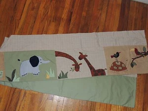 KIDSLINE ZANZIBAR VALANCE BABY NURSERY TAN PLAID MONKEY ZEBRA JUNGLE 84 x 14 - Picture 1 of 4
