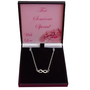 Delicate Infinity Necklace with CZ Crystals. Gift for Mum, Sister, Daughter, etc - Picture 1 of 8
