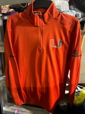 Pullover Adidas Miami Hurricanes Naranja 1/4 Cremallera Mujer’s Mediano Foto 1 de 3