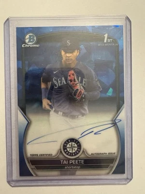 2023 Bowman Chrome Draft Sapphire Chrome Prospect Autographs Tai Peete /199 - Image 1 of 2