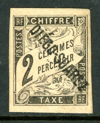 Diego Suarez 1892 French Colony 2¢ Black Postage Due Scott #J4 Mint W741 - Image 1 of 4