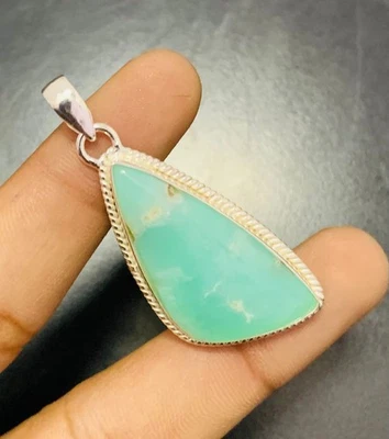 Chrysoprase Gemstone 925 Sterling Silver Handmade Pendant Jewelry Gift For Love - Изображение 1 из 3
