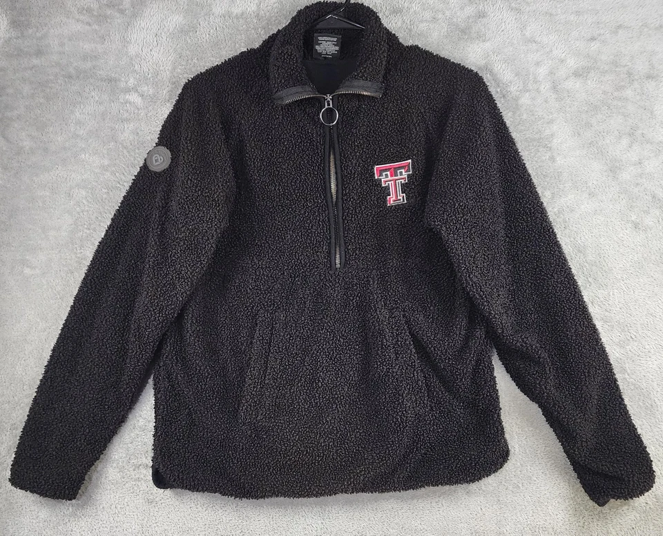 Texas Tech Red Raiders Pullover Womens Small Black NCAA Sherpa Fleece Colosseum - Image 1 of 4