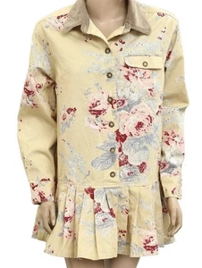 NEW ~ Free People Connor Printed Mini Dress Pleated Floral Yellow ~ X-Small - Picture 1 of 11