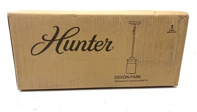 Tarro colgante Hunter Devon Park 1 luz ónix Bengala vidrio transparente Foto 1 de 2