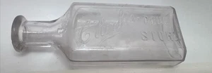 "Botella de vidrio transparente de 4"" Clarks Drug Store vintage" - Imagen 1 de 7