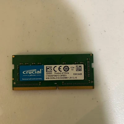 Crucial 8 GB DDR4 2133 SODIMM MHz PC4-17000 1Rx8 Laptop Memory RAM(CT8G4DFD8213) - Image 1 of 2