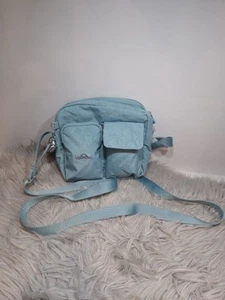 Kipling Arleen Green Teal Flower Emboss Premium Medium Crossbody Bag - Picture 1 of 6