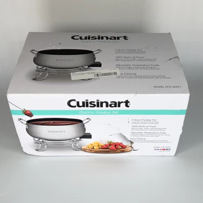 NEW Cuisinart Electric Fondu Set 3 Quart Stainless Steel Pot Model CFO-3SSP1 - Image 1 of 4