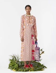 Figue Ravenna Embellished Maxi Tunic Dress Floral Print Women’s Sz Large No Belt - Picture 1 of 10