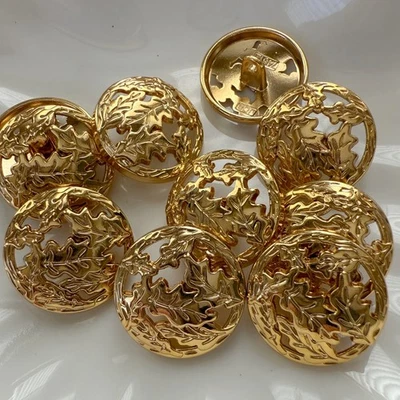 10PC Gold Leave Vines Metal Buttons Shank Buttons For Crafts Sewing Clothes 20mm - Image 1 of 3