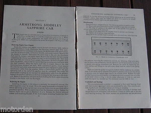 ARMSTRONG SIDDELEY SAPHIRE CAR 10pp. instruct+wiring 1950's FREE POST AUSTRALIA - Bild 1 von 2
