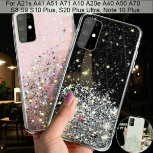 For Samsung S24 S23 S22 S21 FE A54 A14 Sparkling Shockproof TPU Soft Phone Case - Picture 1 of 15