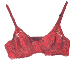Adore Me Underwire Bra Size 34B Red LACE Bow - Picture 1 of 6