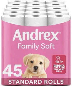 Andrex Family weiche Toilettenpapier 45 Rollen - schonend, FSC-zertifiziert Großpackung - Bild 1 von 4