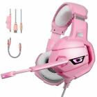 Au Pink 3.5Mm Gaming Headset Noise Cancelling Mic Led For Pc Laptop Ps4 Xbox One