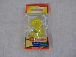 NIP Betty Crocker 3" Glitter Numeral '3' Birthday Candle, Yellow, 2012 r - Picture 1 of 2