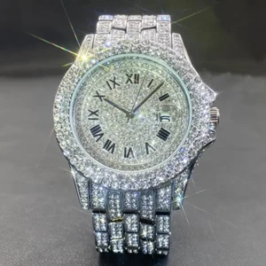 Reloj para hombre SUPER SHINE Hip Hop de lujo Iced King Bling plata diamante - Imagen 1 de 6