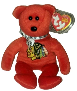 Ty Beanie Baby - STANLEY Bear (Red)(Chicago Blackhawks) 8.5" Hockey LE NEW MWMTs - Picture 1 of 8