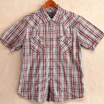 Southern Thread Mens S/S Pearl Snap Button Shirt Sz.XL/Blue Plaid/Embroidered  - Image 1 of 4