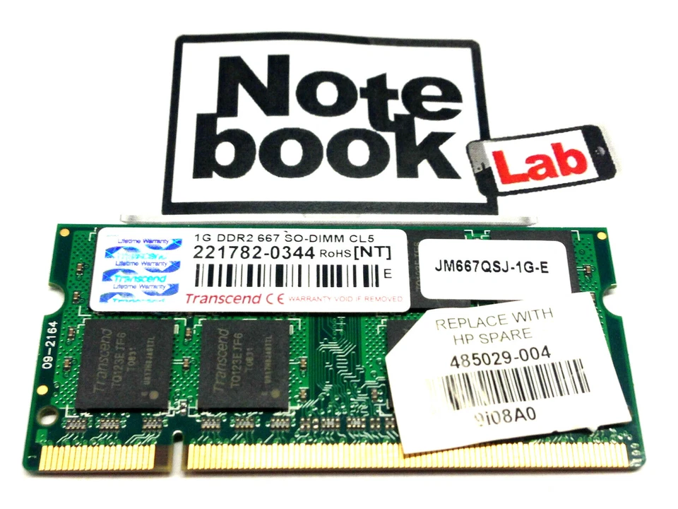Ram Sodimm transcend 485029-004 1G 1Gb 1 G GB PC2-5300S DDR2-667 DDR 2 667 DDR2 - Immagine 1 di 1