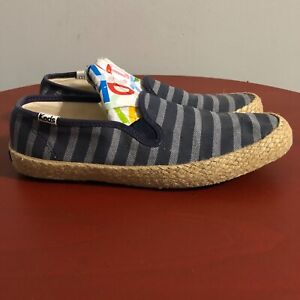 Keds Champion Womens Sz 6 Shoes Blue Striped Slip On Comfort Espadrille Sneakers