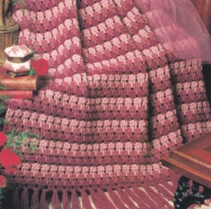 Afghan Crochet Pattern TREBLE ROSE One-Piece Classics - Picture 1 of 2