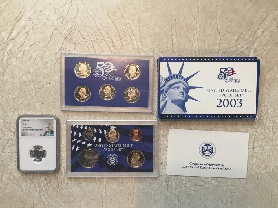 PF66 SILVER 1963 10c NGC Special Label MINT PROOF SET 2003 1/4 Pound Coin Lot - Image 1 of 4