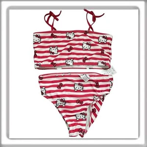 Hello Kitty Girl’s Bikini String Tie Top Bottom Stripe Size Large (10-12) NEW! - Picture 1 of 10