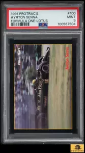 1991 Protrac's Formula One Lotus Ayrton Senna #100 PSA 9 MINT - Picture 1 of 3
