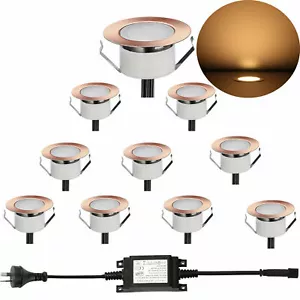 10X Warm White 45mm 12V Bronze Outdoor Yard LED Deck/Decking Rail Step Lights - Picture 1 of 11