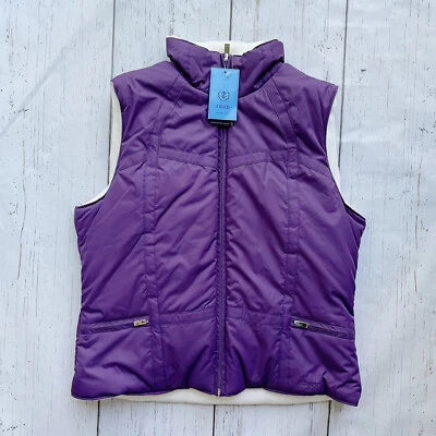 Izod Reversible Women’s Fleece Lined Mock Neck Full Zip Plum & White Vest Size M - Image 1 of 4