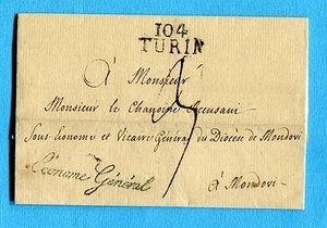 1817 104 TURIN stampatello (Vollmeier n.25) + corsivo ECONOME GENERAL (306413) - Imagen 1 de 1