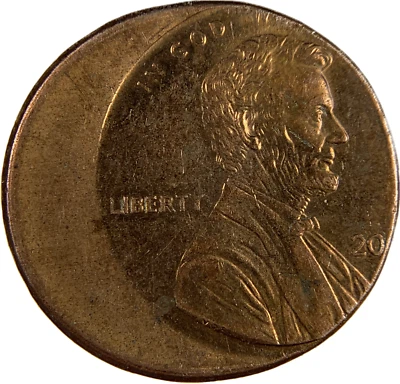 20XX P - Lincoln Cent 1c - Struck 25% Off Center - Mint Error - Image 1 of 2