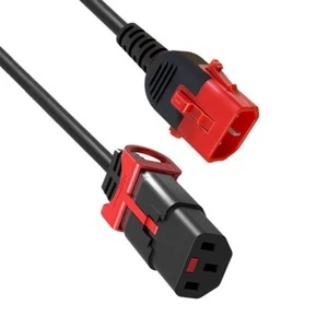 1m IEC 320 Dual Locking Stromkabel C13 auf C14 17AWG 1mm SCHWARZ - Bild 1 von 1