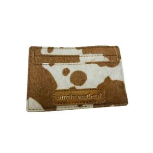 Porte-carte cheveux de veau Simply Southern faux 4 x 2,75 pouces crème marron