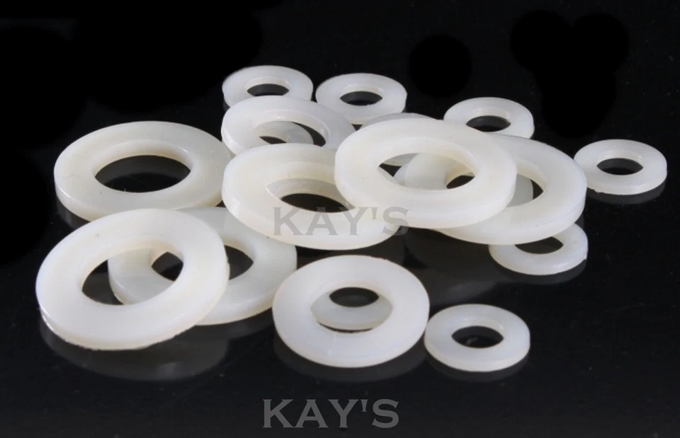 NYLON WASHERS FORM A FLAT PLASTIC WASHER M2.5,M3,M4,M5,M6,M8,M10,M12,M16,M20 - Image 1 of 1