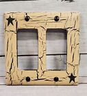 Primitive Crackle Tan & Black Star Double GFI / Paddle Switch Wall Plate