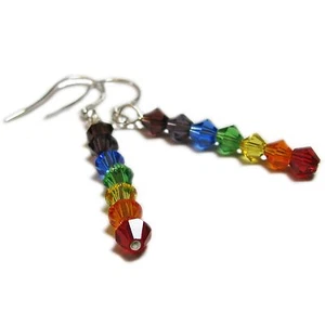 Lovely Sterling Silver Chakra Swarovsky Crystal Earrings By SoniaMcD - Picture 1 of 1