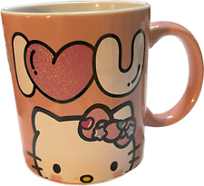Hello Kitty I Love You Glitter Heart Coffee Mug 20oz NEW
