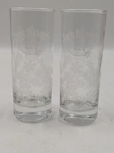 Pair Jack Daniel's Old No. 7 Whiskey 6" Collins Cocktail Winter Snowflakes - Picture 1 of 2