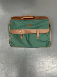 Vintage Polo Ralph Lauren Duffel Bag Green Canvas & Brown Leather Trim Travel - Picture 1 of 5