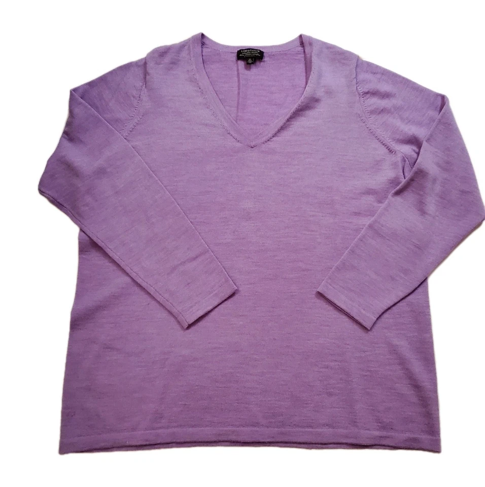 Suéter Lord & Taylor Extra Fino Lana Merino Cuello en V Talla 2x Lavanda Foto 1 de 4