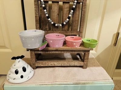 NWT Ten Strawberry Street Ceramic Cupcake Ghost Nesting Measuring Cup Set — 第 1/4 张图片