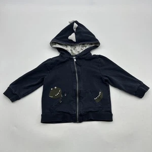 Fierce Frank Sweater Youth Boy 18M Embroidered Dinosaur Blue Zipper..#27723 - Picture 1 of 9