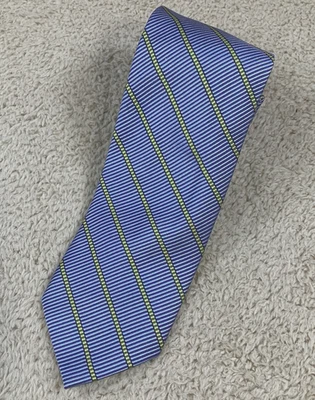 Corbata Peter Millar Azul Amarillo Rayas 100% Seda Repp 59"L 3"W Foto 1 de 4