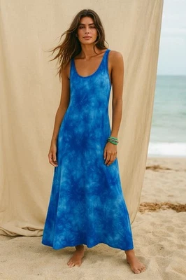 Maxi Vestido C&C California Azul Mujer Pequeño Resortwear Playa Verano Surfista Niña Foto 1 de 4